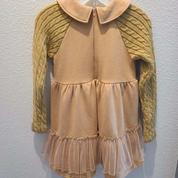 Trish Scully child boutique long sleeve heavy collared dress brown size 12 - Picture 5 of 11